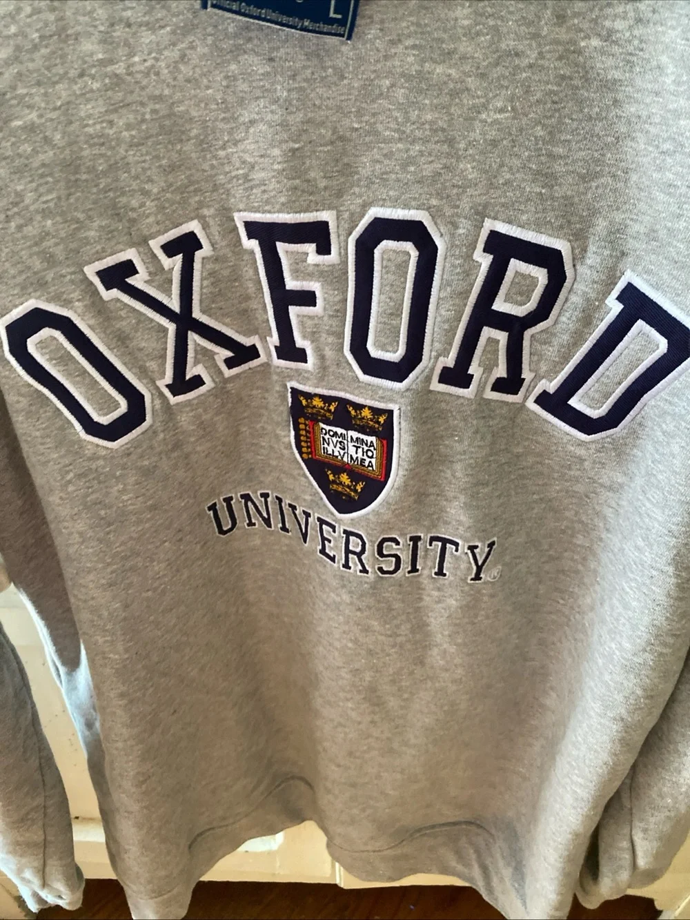 Oxford Gray Crewneck with Navy Lettering